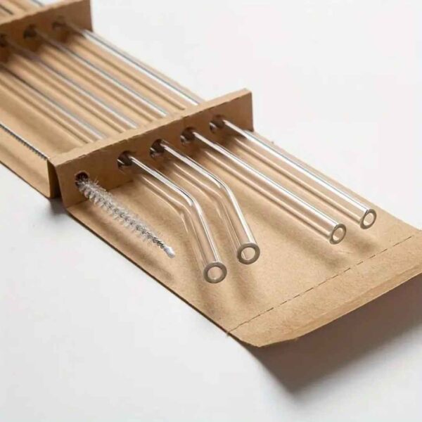 Set de 4 pitillos en vidrio con cepillo para lavarlos