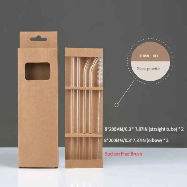 Set de 4 pitillos en vidrio con cepillo para lavarlos